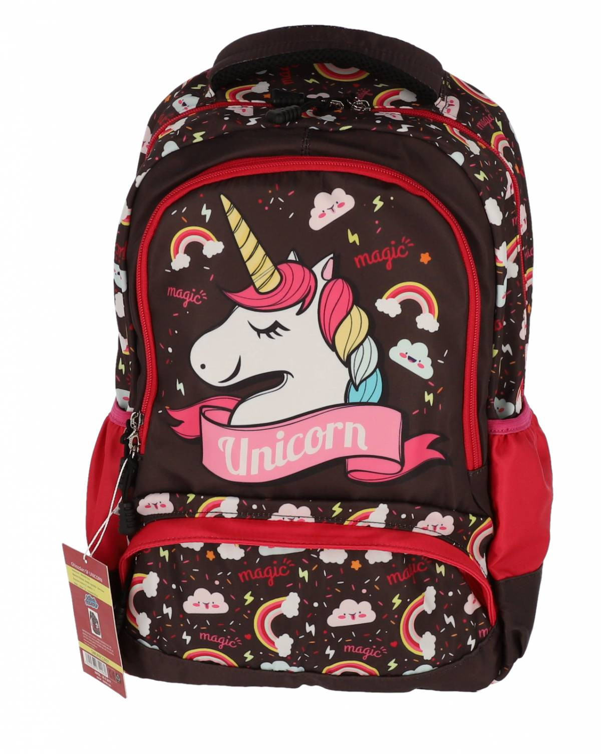 Ghiozdan cu 3 compartimente, imprimeu multicolor cu Unicroni, buzunare laterale, 15L - imagine 5